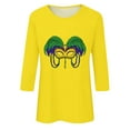 thumbnail image 4 of YUGYXL Deals 2025 Mardi Gras 3/4 Length Sleeve Shirts for Women Summer Comfy Fancy Printed Tshirts Casual Crew Neck Basic Fit Tees Ladies Tunic Tops Celebration Blouse Clearance Sales, 4 of 5
