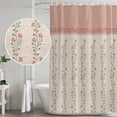 thumbnail image 4 of Spring Pink Floral Shower Curtain Set - Standard 72" x 72" Washable Bathtub Curtain with 12 Hooks, Vintage Farmhouse Flowers Art Waterproof Fabric Stall Shower Curtains for Bathroom/Bathtub Décor, 4 of 6