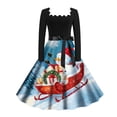 thumbnail image 3 of Vestido Informal Retro Con Cordones y Cuello Cuadrado de Manga Larga Con Estampado Navideño Para Mujer, Otoño E Invierno (1), 3 of 3