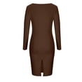 thumbnail image 5 of Women's Bodycon Dress, French Retro Style Long Sleeve Maxi Dress, Slim Fit Round Neck Polyester Dress for Casual, Party, Date, 5 of 5