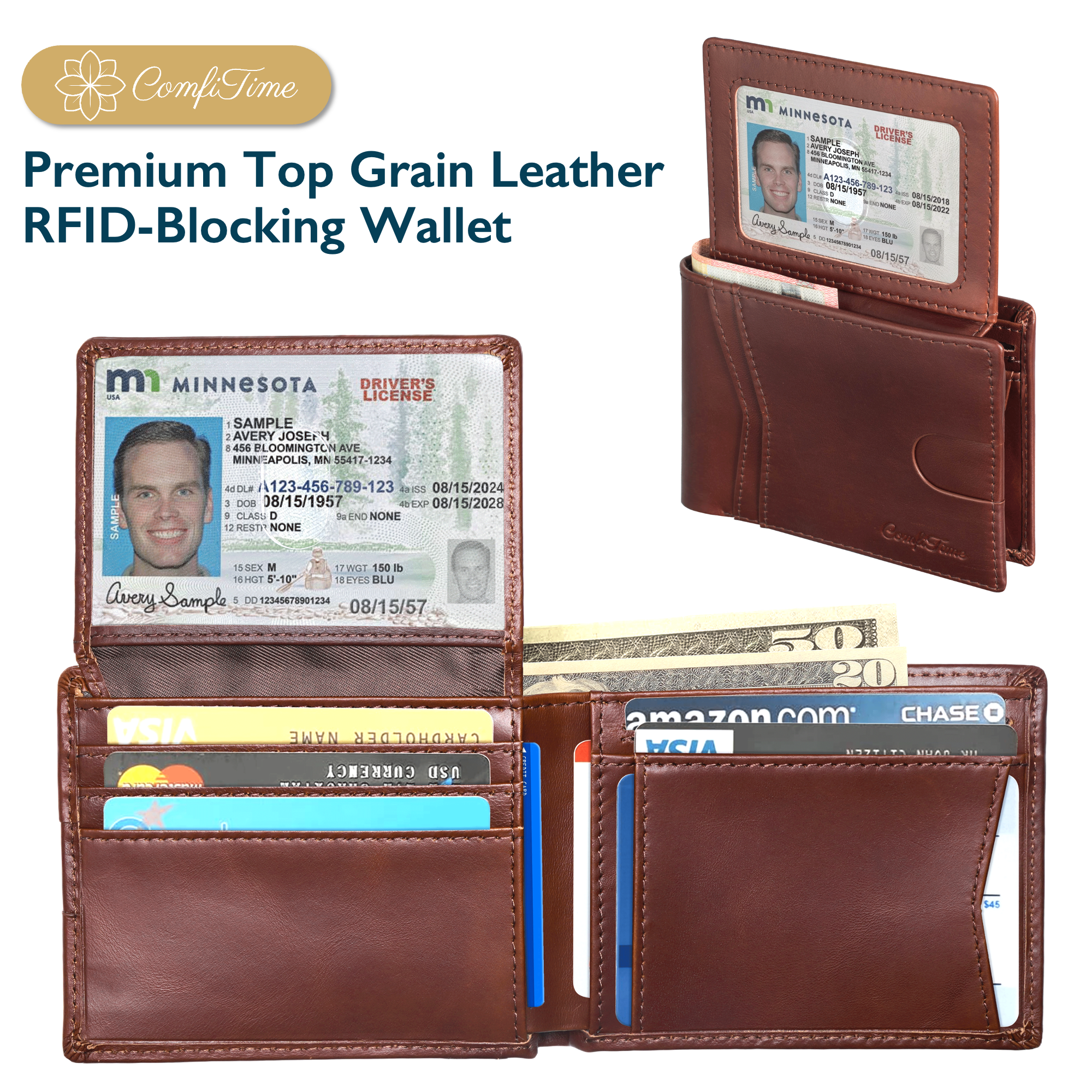 ComfiTime Top Grain Leather Bifold Wallet photo 1