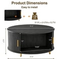 thumbnail image 6 of Aisword Round Coffee Table with 360° Sliding Door, Fluted Accent Coffee Table with Storage Adjustable Footpads for Living Room, Yellow, 6 of 6