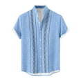 thumbnail image 5 of Lumtrix Mens Summer Striped Cuban Guayabera Shirts Button Down Short Sleeve Vintage Beach Hawaiian Shirts Sky Blue 5XL, 5 of 5