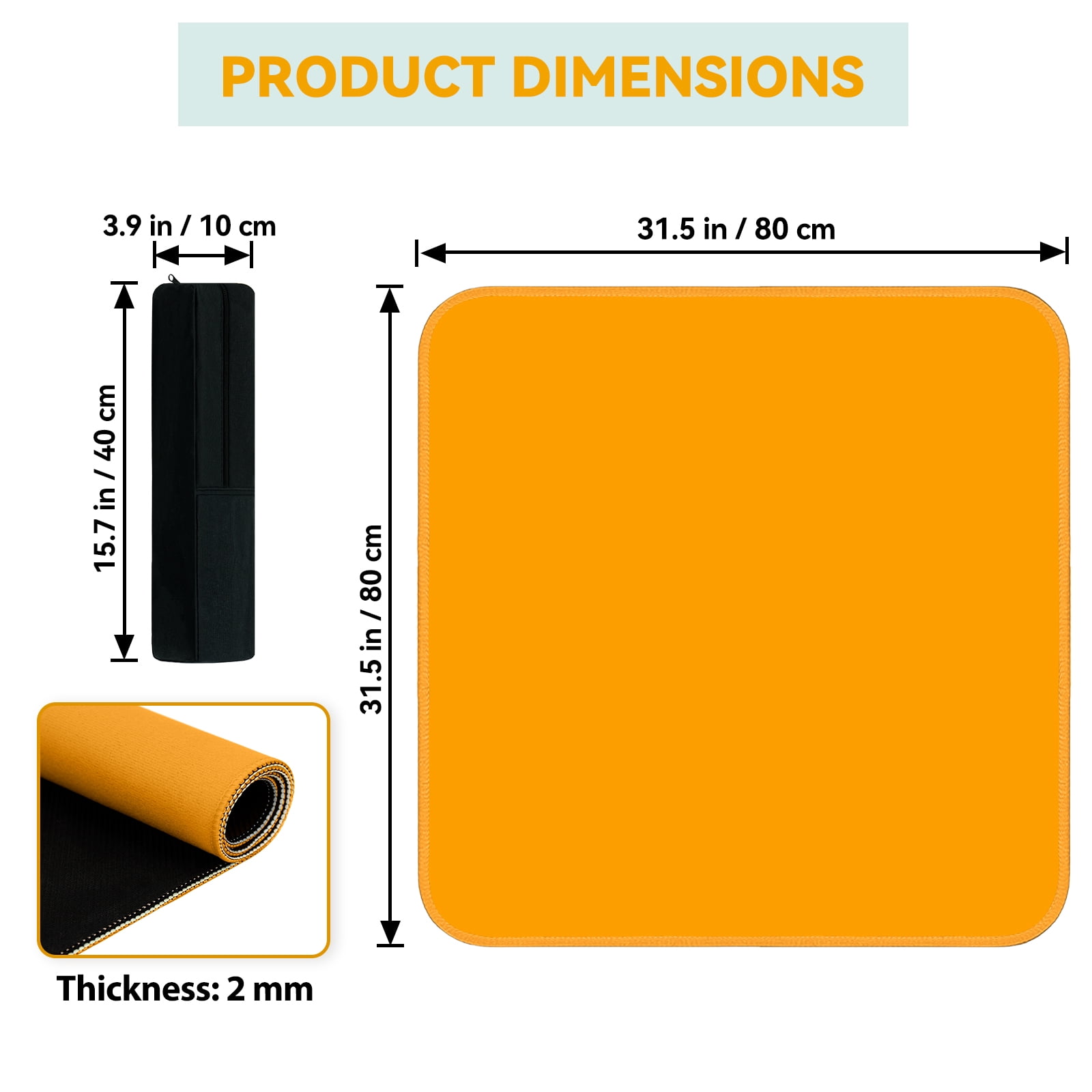 AzulHome Anti-Slip Noise Reducing Game Mat - Mahjong, Poker, Cards, Dominoes Table Cover with Portable Carry Bag (Orange)