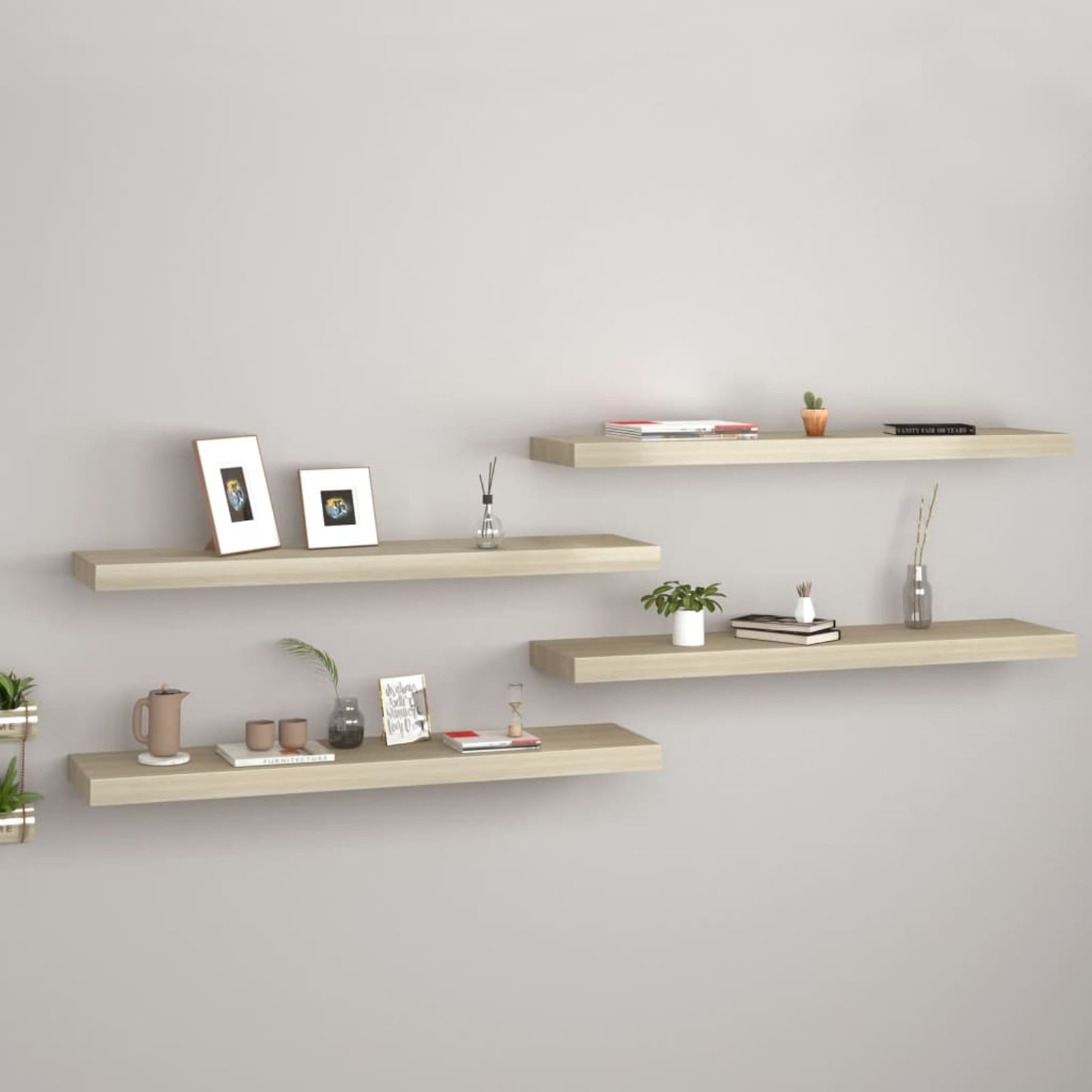 Elegant White Oak Floating Wall Shelves, 35.4"x9.3"