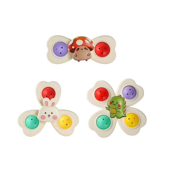 Eliaeconx Press and Spin Toy Set, Suction Cup Mounted Rotating Spinners, Smooth Spinning Action Educational Play, for Sensory Development and Relaxation