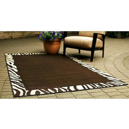 Hometrends Indoor/Outdoor Rug, Brown Zebra, 96" x 120"