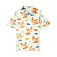 thumbnail image 4 of School Uniforms for Girls Short Sleeve Henley Cute Cartoon Animal Print Polo Shirts Button Closure Active Causal T Shirts, 110, 4 of 5