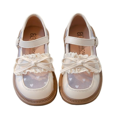 

Hirigin Girls Mary Jane Flats Soft Bowknot Dress Shoes Non-Slip Leather Shoes