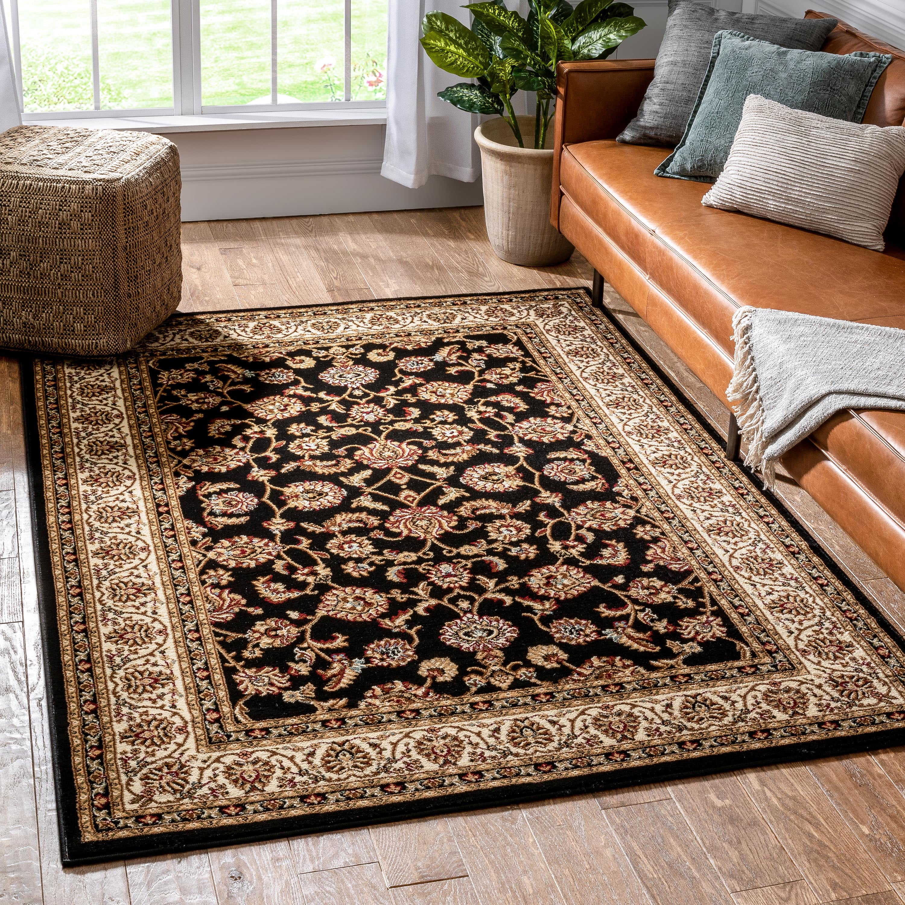 Well Woven Barclay Sarouk Traditional Oriental Panel Black 9'3" x 12'6" Area Rug