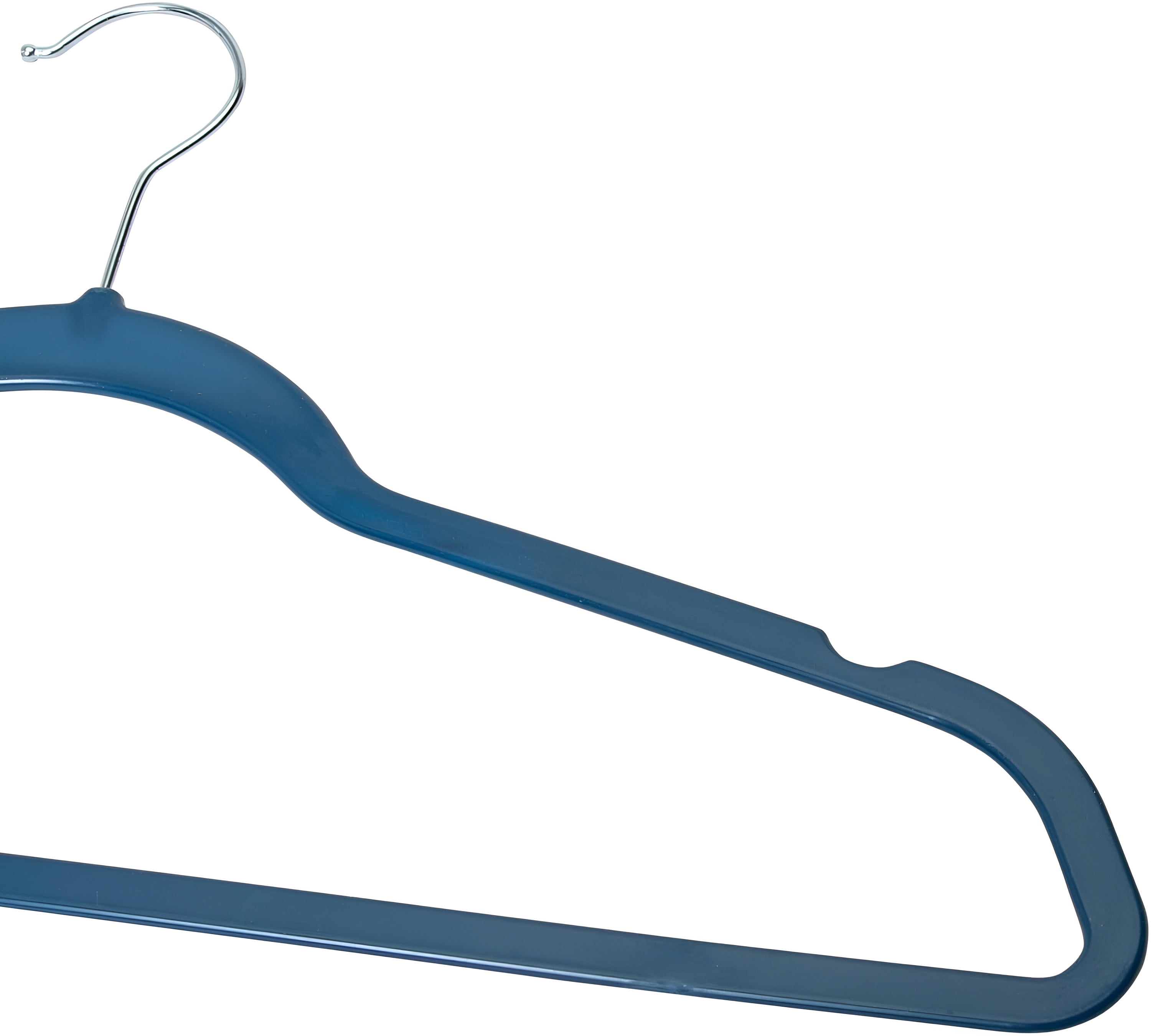 Concepts 20-Pack Notched Hangers – Heavy-Duty Navy Blue Plastic Clothes Hangers with Silver Hooks, Durable & Space-Saving Closet Storage Solution
