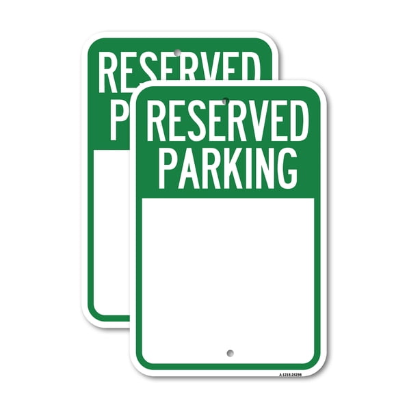 (2 Pack) Blank Reserved Parking | 12" X 18" Heavy-Gauge Aluminum Sign | Rust Free Aluminum, Weather Resistant, Waterproof, Fade Resistant, 2 Pre-drilled Holes