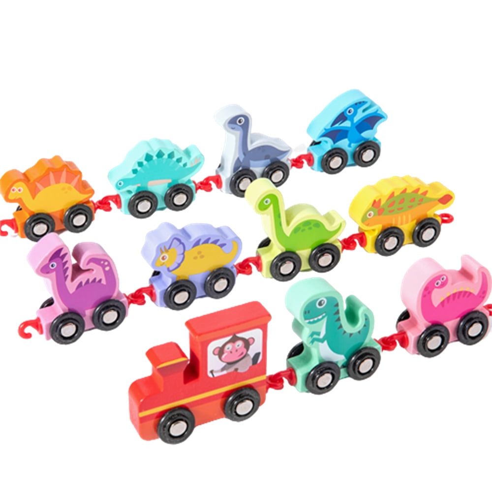 Journey Wooden Number Train Toy Trackless Drag Car Toy Set Early for