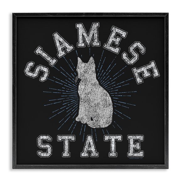 Stupell Industries Siamese Cat State Animals Painting Black Framed Art Print Wall Art, 12 x 12