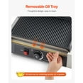 thumbnail image 4 of KFFKFF Commercial Panini Grill, 1800W Electric Sandwich Panini Maker, Stainless Steel Sandwichs Press with Handle and Temp Control, 13.5x9.3 in Full Grooved Enamel Plate, 4 of 9