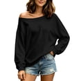 thumbnail image 2 of Oiangi Womens Off Shoulder Sweatshirts Drop Shoulder Oversized Long Sleeve Tops Basic Pullover Sweatshirt for Fall Winter Black 3XL, 2 of 8