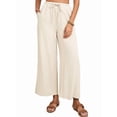 thumbnail image 1 of Pantalones de y Algodón para Mujer, Informales, de Verano, para Playa, con Cordón, Holgados, de Pierna y Bolsillos. Beige S, 1 of 9