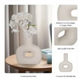 thumbnail image 4 of Modern Decorative Vase - Unique Cut-Out Design - Stoneware & Dolomite - Contemporary Accent for Home, Office, Bedroom, or Living Room - 8" Ivory, 4 of 10