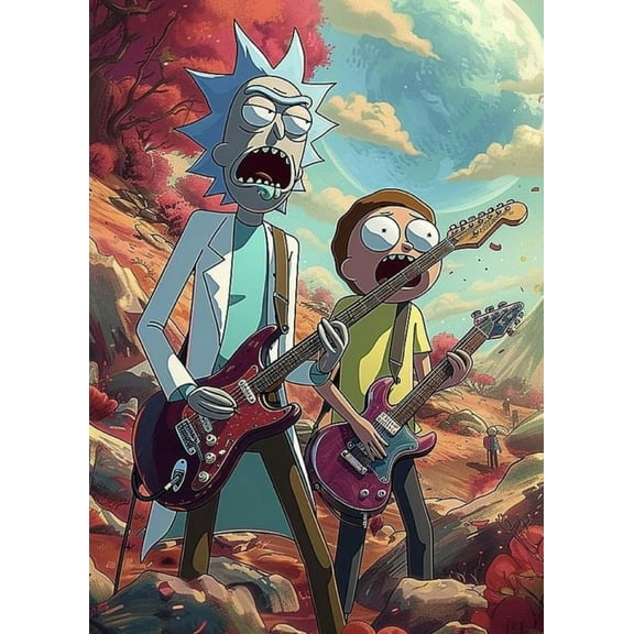 Diamond Painting Kits for Adults 5D DIY Round Diamond Number Kits with Full Drill Large Size 12x16 Inch Rick and Morty Diamond Embroidery Paintings for Home, Office, Wall Decor