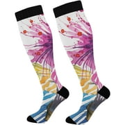 bestwell Zebra Compression Socks Women Men Long Stocking (20-30mmHg) Travel Knee High Stockings for Athletic Sports,Running,Cycling,Nursing,(21-22), (20-30mmHg)