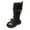 Black, variant on Boots for Girls Combat Boots Girls Boots Winter Leather Mid Calf Height Ankle Warm Lace Up Style with Side Zipper for Outdoor and School Play