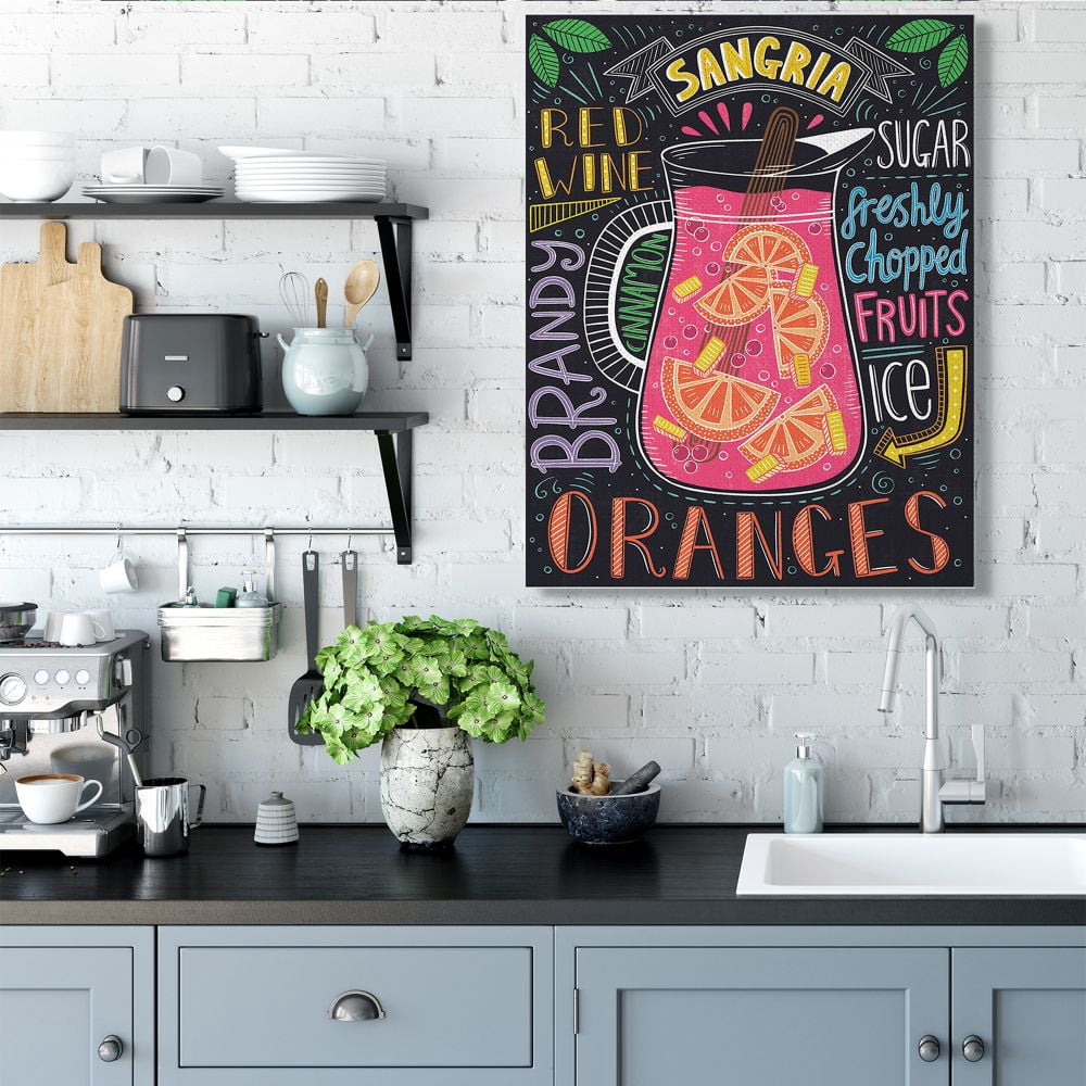 Stupell Industries Summer Sangria Pitcher Chalk Style Ingredient List Designed by Lisa Barlow