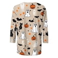 thumbnail image 4 of Uootdi Halloween Shirts for Women 3/4 Sleeve Crew Neck All Over Bat Ghost Full Print Womens Pullover Tees Oversized Fit Halloween Trick Or Treat Soft Cozy Womens Graphic Tops Gift, 4 of 5
