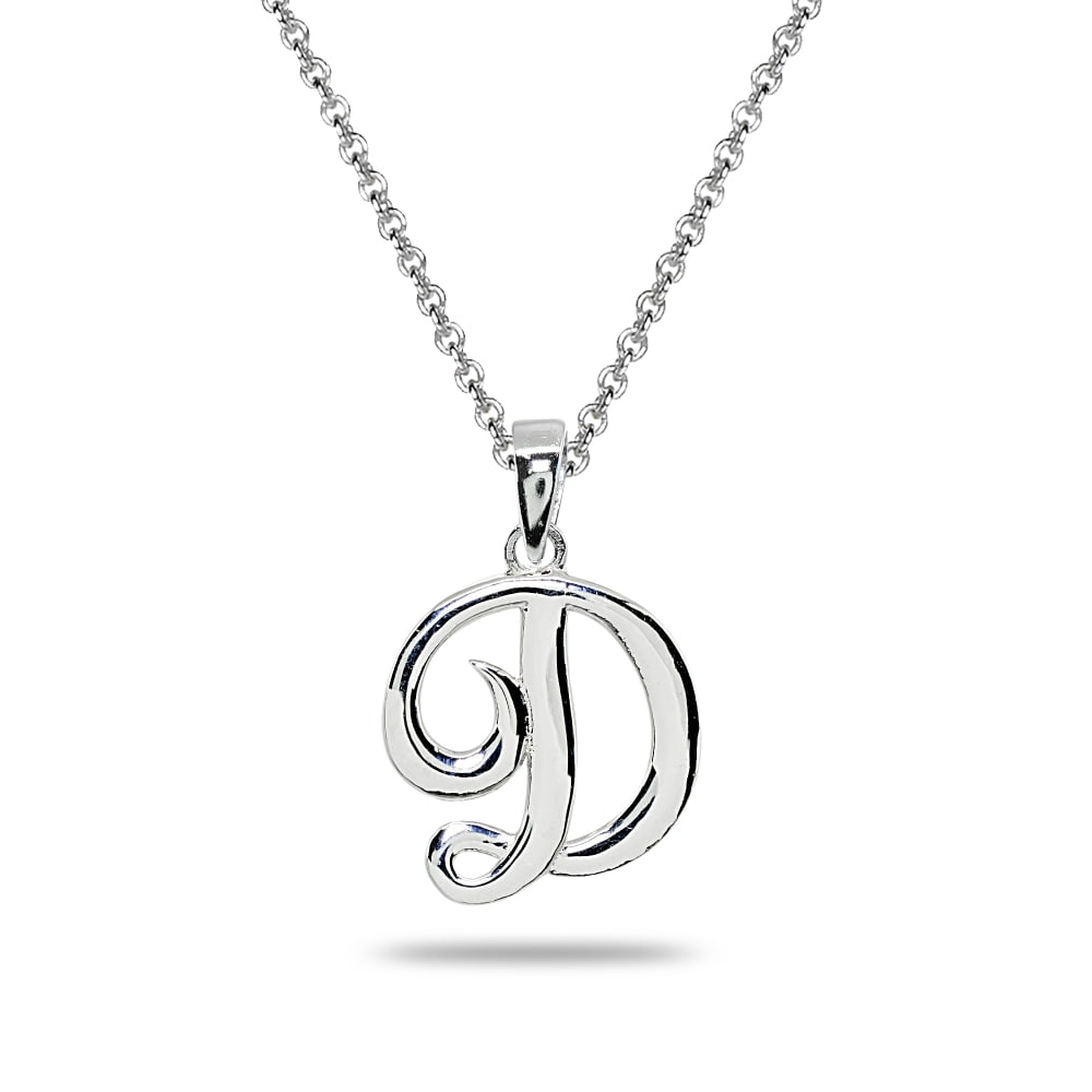 D Letter Initial Alphabet Name Personalized 925 Sterling Silver Pendant ...