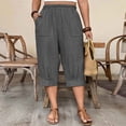 thumbnail image 5 of Women's Plus Size Cropped Capri Pants with Pockets Casual Solid Color, 5 of 9
