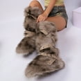 thumbnail image 4 of Women's Winter Fluffy Mongolian Faux Fur Mid-Calf Snow Boots with Belt Decoration Plush Furry Boots, 4 of 5
