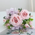 thumbnail image 6 of Artificial White Peony And Hydrangea Bouquet 11.8 Inch Lifelike Fake Flower Arrangement With Greenery For Wedding Table Centerpiece Home Office Decor, 6 of 8
