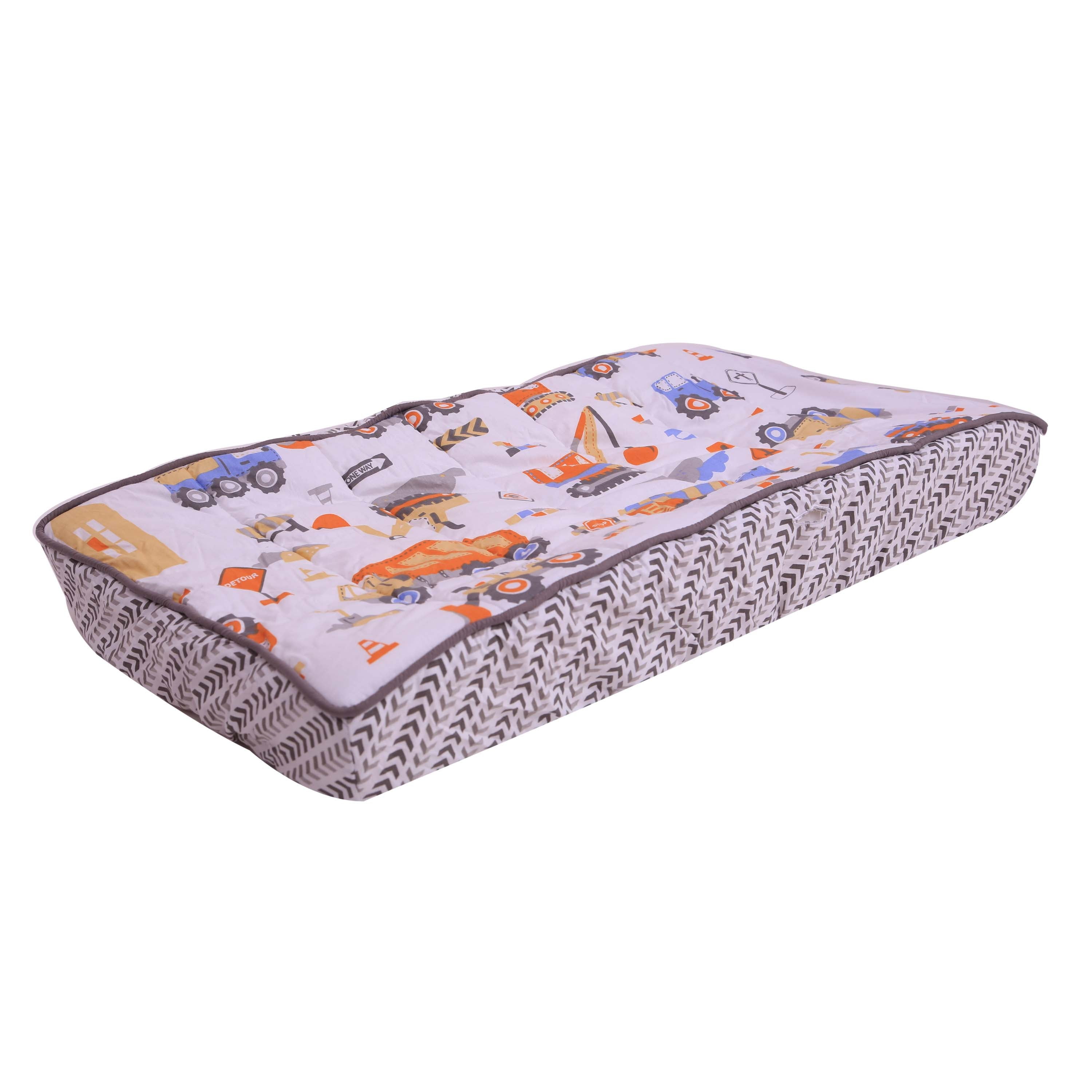 Bacati - Construction Yellow/Orange/Grey/Blue Boys Quilted Changing Pad Cover