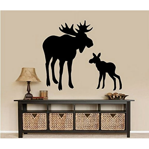 Moose and baby Calf ~ WALL DECAL, HOME DECOR 22" X 24"