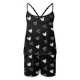 thumbnail image 4 of Yuanlong Womens Pajamas Set 2-Piece Spaghetti Strap Top & Shorts Black White Heart Print Sleepwear Valentine Nights Ladies Nightwear, 4 of 4