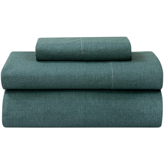 ROYALE LINENS 300 Thread Count 100% Long Staple Combed Cotton Textured Sheet Set - 3 Piece Twin Bed Sheets - 1 Fitted, 1 Flat & Pillow case -Soft Cool & Crisp Sheet Set (Twin, Textured Green)