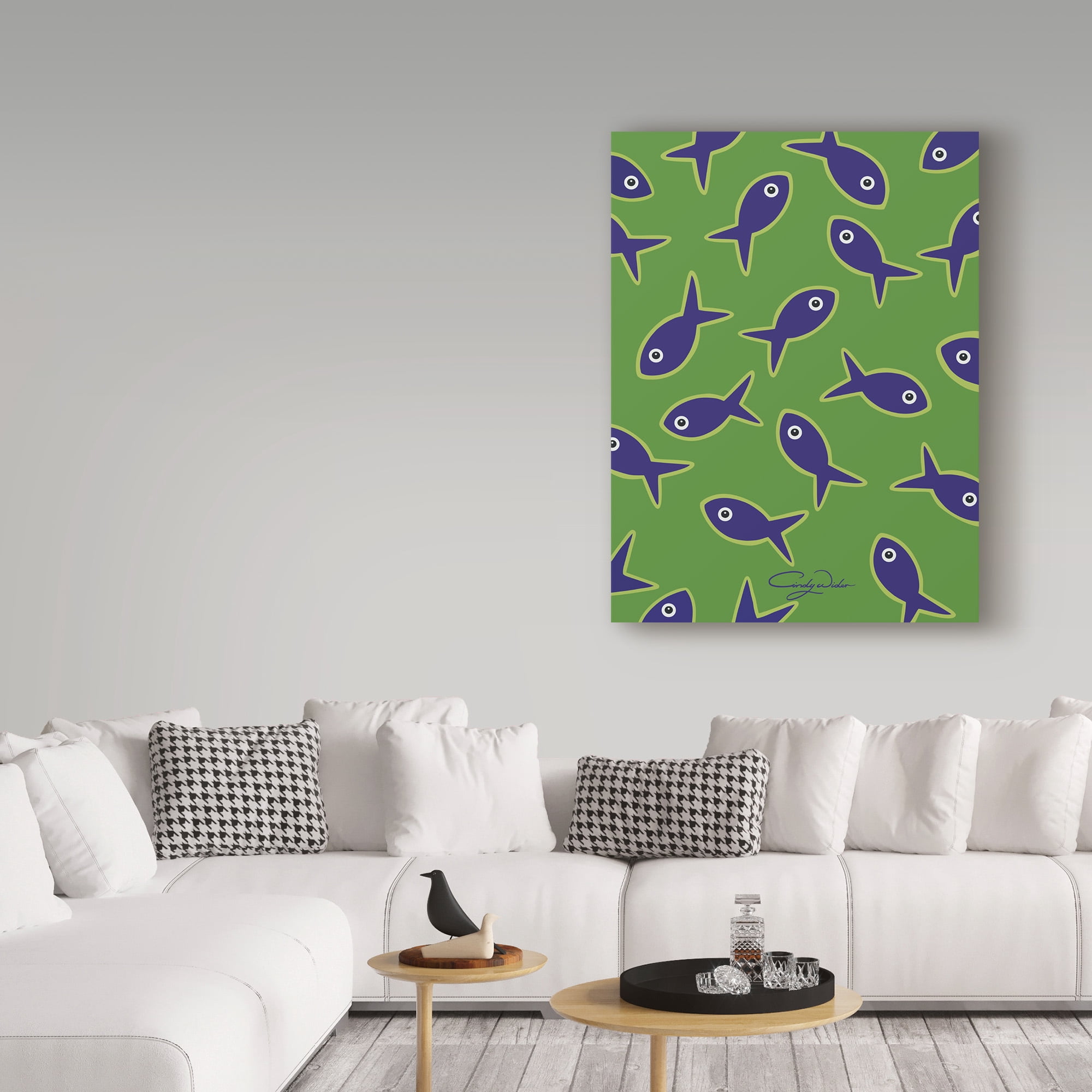 Trademark Fine Art 'Lime With Purple Fish' Canvas Art by Cindy Wider