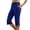 Dark Blue, variant on Capri Pants for Women Summer Solid Slim Trousers Pocket Side Slit 7/8 Length Casual Womens Pants Black L