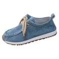 thumbnail image 6 of Modisza Womens Suede Loafers Lace up Slip on Comfortable Flat Shoes Business Casual Dressy Round Toe Walking Sneakers size 7.5 Blue, 6 of 7