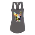 thumbnail image 2 of Wild Bobby Dean Russo Colorful Chihuahua Dog Lover Women Racerback Tank Top, Dark Grey, Medium, 2 of 5