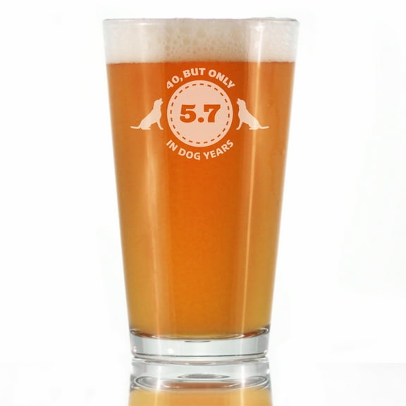 Bevvee Pint Glass 16 oz Dog Years 40 40th Birthday Beer Lover Gifts Beer Glasses