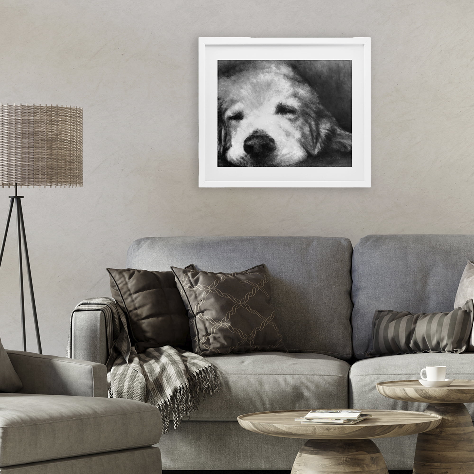 Stupell Industries Monochrome Dog Day Afternoon White Framed Print Under Glass, design by Walt Johnson