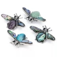 thumbnail image 6 of K-KED 5PCS Bee Mixed Natural Stone Body Abalone Wings Vintage Silver Pin Brooch-Gold Sand Stone, 6 of 9