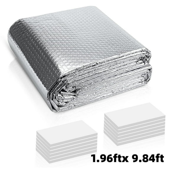 Reflective Insulation Roll Foil Heat Control Window Cover Thermal Insulation for Summer Winter Heat Aluminum Bubble Heat Reflective Material 1.96ftx 9.84ft Design 1