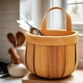thumbnail image 4 of huayou Natural Wood 6.6x4.7x3.9 Inch Woven Storage Basket, Single Handle Hanging Bin, for Kitchen Wall, Pantry Counter, 4 of 4