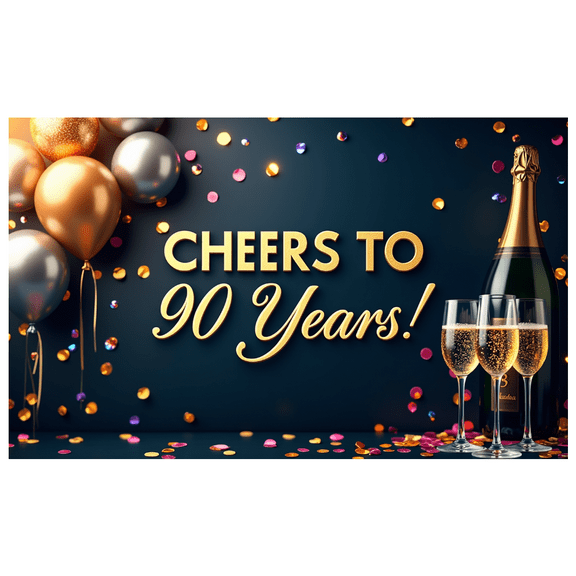 LUUFILx Cheers to 90 Years Backdrop Banner Birthday Party Decoration Background Photography Props Celebration Decors Anniversary Supplies