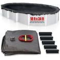 thumbnail image 1 of SET SunSolar Energy Technologies-  MESH Above Ground Winter Pool Cover for 18x34 Foot Oval Swimming Pool - Winter Pool Cover with Sturdy Cable and Winch 8-Yr warranty. Cover Clips Included., 1 of 6