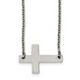 thumbnail image 1 of Stainless Steel Polished Sideways Cross Necklace 21in, 1 of 3