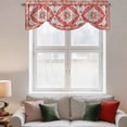 thumbnail image 2 of Orange Red Boho Tie Up Valance Curtains for Windows, Kitchen Curtains Window Treatments, Vintage Flower Tribal Distressed Printed Short Window Shades Valances for Bedroom Bathroom Cafe 42"x12", 2 of 8
