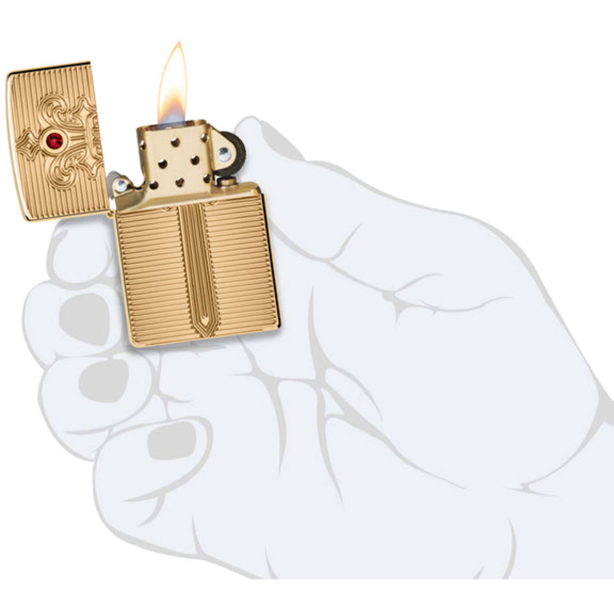 Zippo 46737 Royal Saber with Ruby-Red Crystal Windproof Lighter