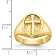Gold Time 14K Solid Yellow Gold Eternal Life Cross Ring - Size 7